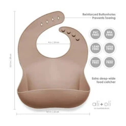 Ali + Oli Silicone Baby Bib Roll Up & Stay Closed (Taupe) -Baby Ease Deals Store ali oli silicone baby bib roll up stay closed taupe image 11