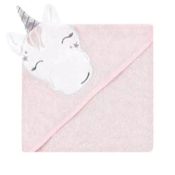 Baby Vision - 3Pk Hudson Baby Cotton Rich Hooded Towels, Pink Unicorn -Baby Ease Deals Store baby vision 3pk hudson baby cotton rich hooded towels pink unicorn image 5