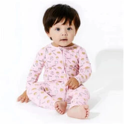 Baby Ease Deals Store 21 Bellabu Bea - Milk And Cookies Pink Bamboo Convertible Footie