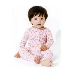 Baby Ease Deals Store -Baby Ease Deals Store bellabu bea milk and cookies pink bamboo convertible footie image 3
