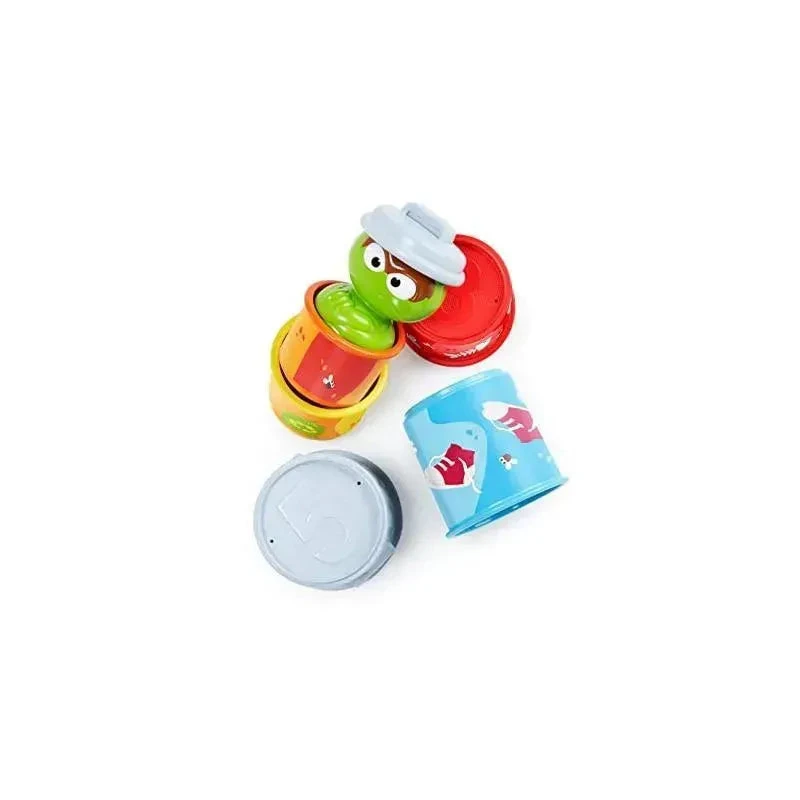 Bright Starts Oscar The Grouch's Staking Cans Stackable Cups 6 Bright Starts Oscar The Grouch's Staking Cans Stackable Cups - Image 6