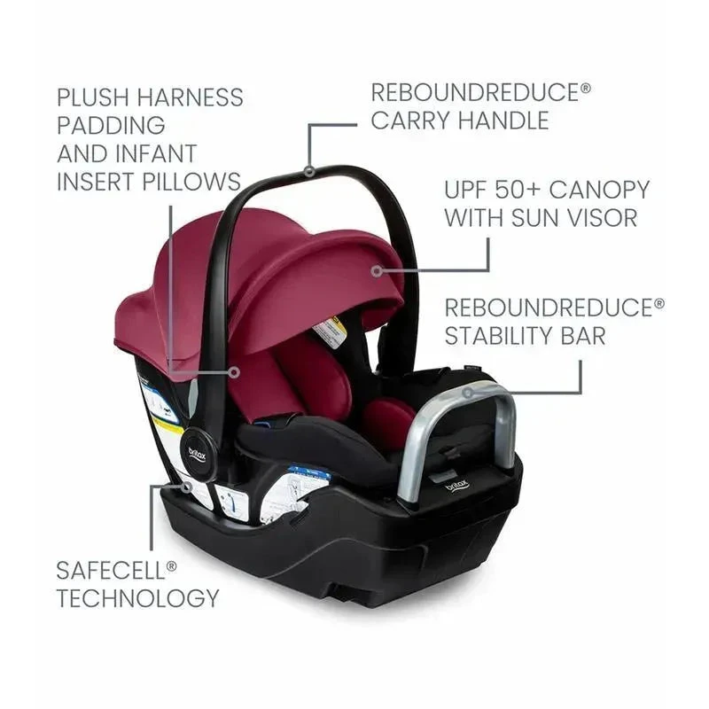 Britax - Willow S Infant Car Seat With Alpine Anti-Rebound Base, Ruby Onyx 3 Britax - Willow S Infant Car Seat With Alpine Anti-Rebound Base, Ruby Onyx - Image 3