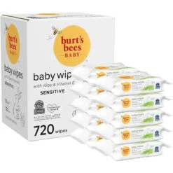 Burt's Bees Baby Burt’s Bees - Unscented Natural Baby Wipes For Sensitive Skin, 72 Wipes 10 Pack