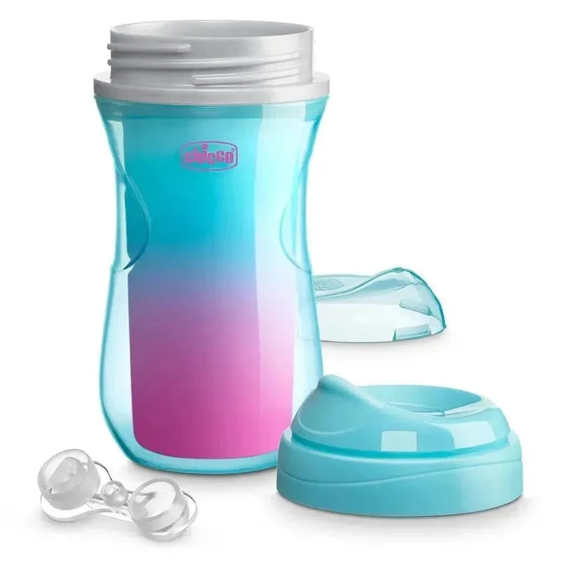 Chicco - 2Pk Insulated Rim Spout Trainer Sippy Cup 9Oz. Pink/Teal/Purple Ombre 5 Chicco - 2Pk Insulated Rim Spout Trainer Sippy Cup 9Oz. Pink/Teal/Purple Ombre - Image 5