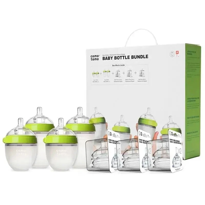 Comotomo - 7Pk Baby Bottle Bundle, Green 1 Comotomo - 7Pk Baby Bottle Bundle, Green