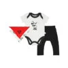 Finn + Emma Bodysuit, Pant & Bib Minnie Mouse, White/Red/Black