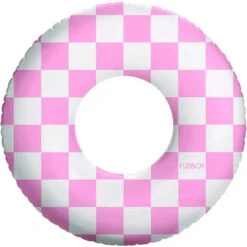Funboy - Kids 30'' Tube Donut Style Pool Float, Pink Checkers