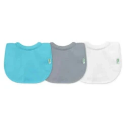 Green Sprouts 3-Pack Milk Catcher Stay-Dry Bibs - Aqua And Grey