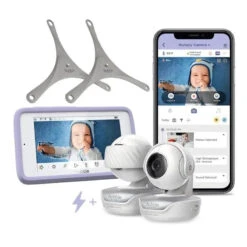 Hubble - Wi-Fi Nursery Pal Deluxe Twin 5 Smart Hd Baby Monitor With Touch Screen Viewer & Portable Twin Cameras