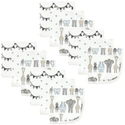 Hudson Baby - 12Pk Royal Safari Baby Cotton Muslin Washcloths
