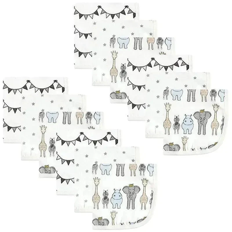 Hudson Baby - 12Pk Royal Safari Baby Cotton Muslin Washcloths 1 Hudson Baby - 12Pk Royal Safari Baby Cotton Muslin Washcloths