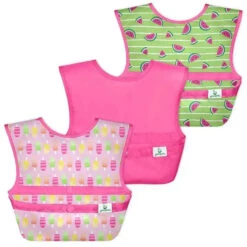 Iplay - Snap & Go Easy-Wear Bibs (3Pk), Pink Popsicles, 9/18 Months