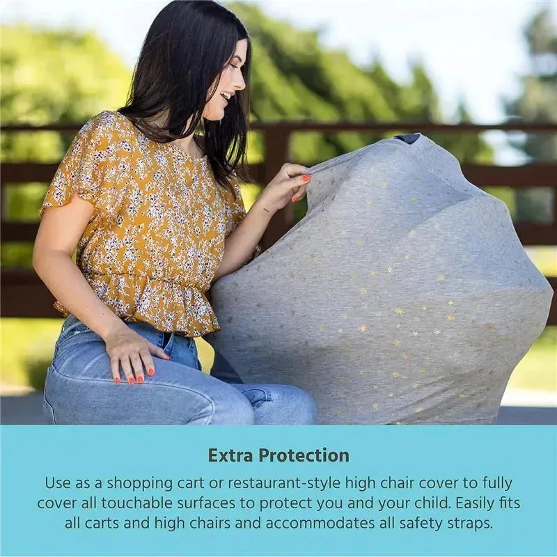 J.L. Childress - 4-in-1 Multi-Use Cover, Stretchy Car Seat Canopy And Privacy Cover, Grey/Gold Stars 6 J.L. Childress - 4-in-1 Multi-Use Cover, Stretchy Car Seat Canopy And Privacy Cover, Grey/Gold Stars - Image 6