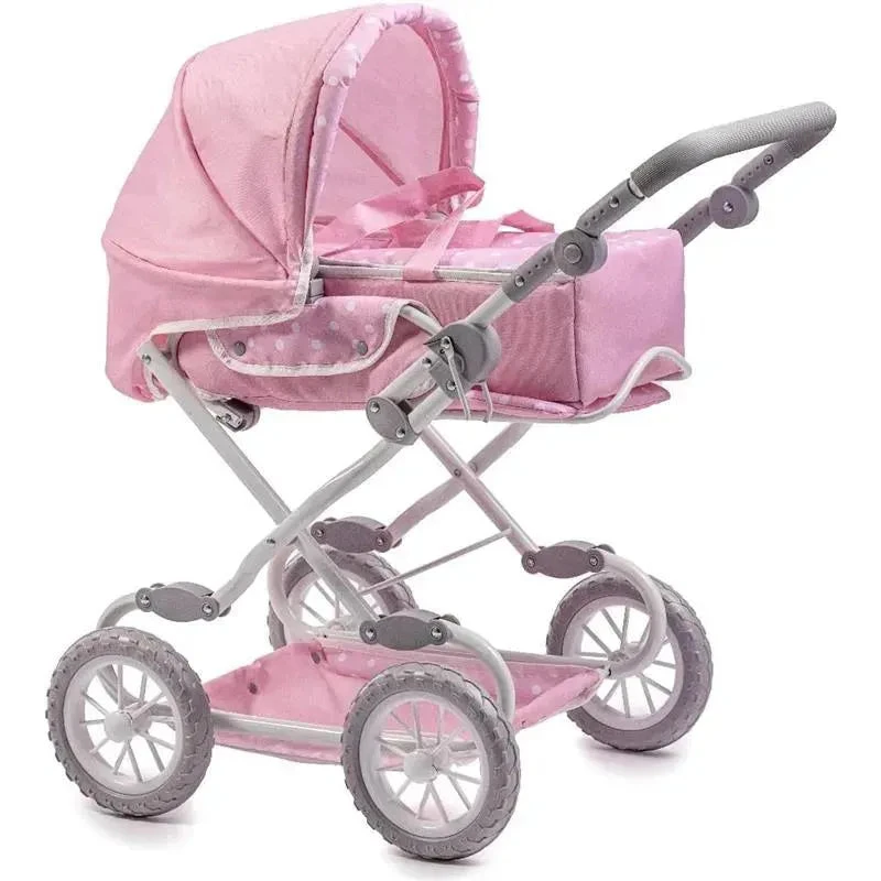 JC Toys - Berenguer Boutique, Deluxe Foldable Baby Doll Stroller With Canopy, Pink 1 JC Toys - Berenguer Boutique, Deluxe Foldable Baby Doll Stroller With Canopy, Pink