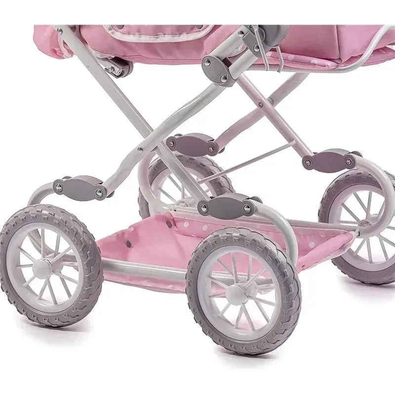 JC Toys - Berenguer Boutique, Deluxe Foldable Baby Doll Stroller With Canopy, Pink 2 JC Toys - Berenguer Boutique, Deluxe Foldable Baby Doll Stroller With Canopy, Pink - Image 2