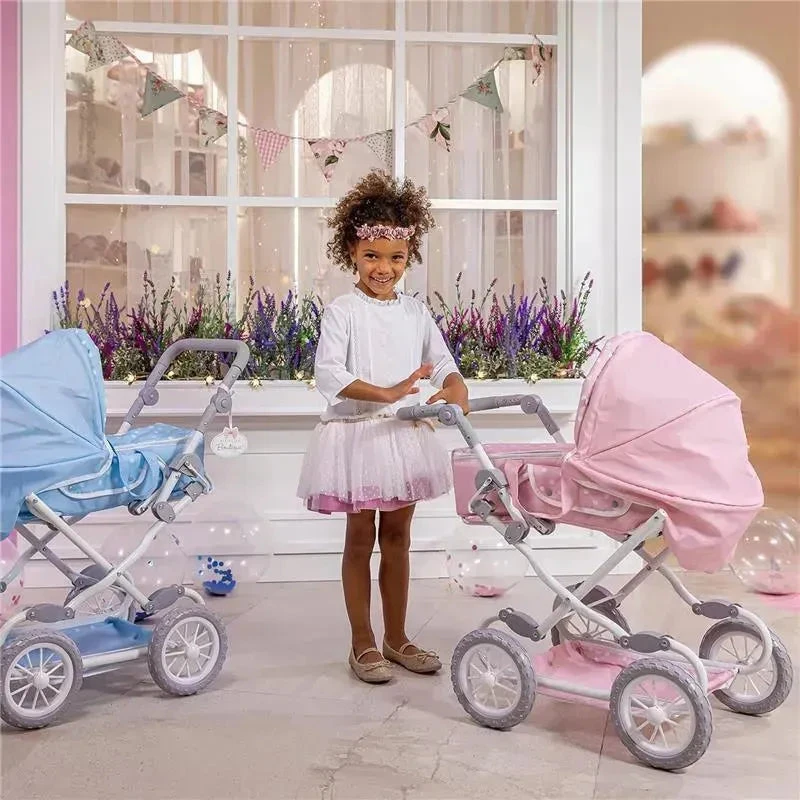 JC Toys - Berenguer Boutique, Deluxe Foldable Baby Doll Stroller With Canopy, Pink 6 JC Toys - Berenguer Boutique, Deluxe Foldable Baby Doll Stroller With Canopy, Pink - Image 6