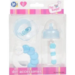 JC Toys - Blue Baby Doll Bottle, Rattle & Pacifier Set, Ages 2+ -Baby Ease Deals Store jc toys blue baby doll bottle rattle pacifier set ages 2 image 3