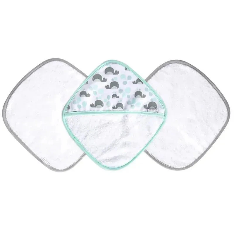 JJ Cole Washcloth And Bath Mitt Set, Aqua Whales 1 JJ Cole Washcloth And Bath Mitt Set, Aqua Whales