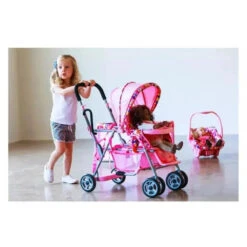 Joovy Toy Doll Caboose Tandem Stroller, Pink Dot -Baby Ease Deals Store joovy toy doll caboose tandem stroller pink dot image 5