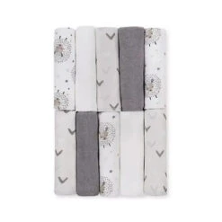 Just Born - 10Pk Counting Sheep Washcloths, Grey