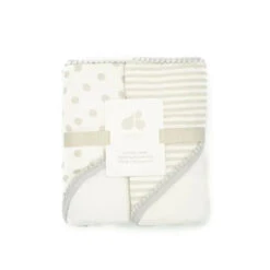 Just Born 2 Piece Grey Hooded Baby Towels