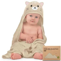 Keababies - Cuddle Baby Hooded Towel, Cat