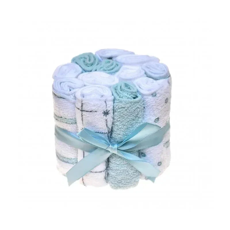 Kidicomfort 12Pck Blue Cotton Baby Washcloths 2 Kidicomfort 12Pck Blue Cotton Baby Washcloths - Image 2