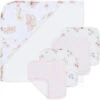 Living Textiles - Baby Hooded Towel 5pc Bath Gift Set, Fly Away, Pink