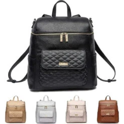 Luli Bebe - Monaco Diaper Bag Backpack, Ebony-Black