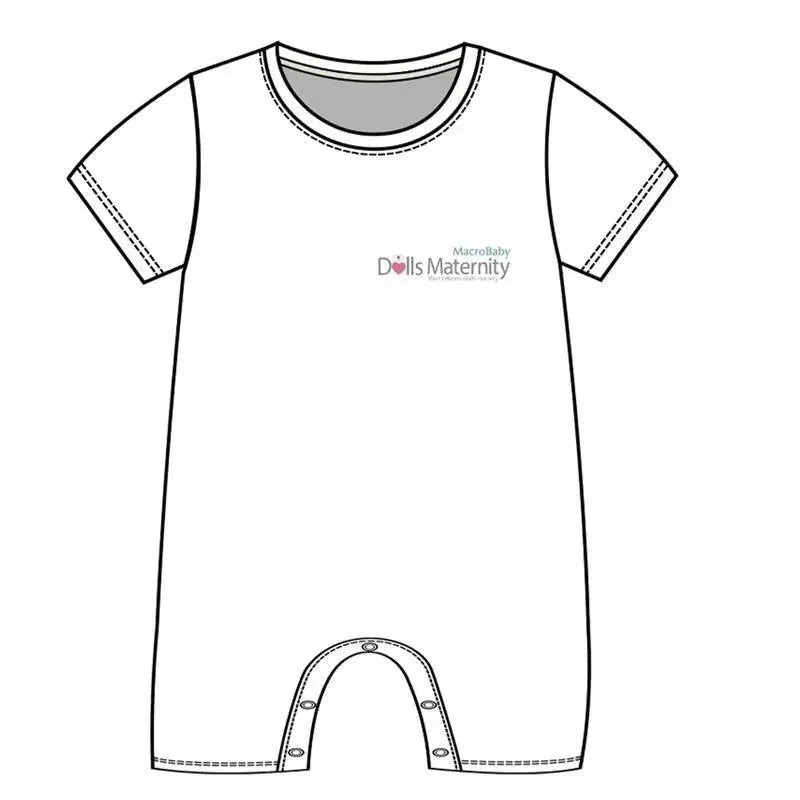Macrobaby Doll's Maternity - White Short Sleeve Baby Romper 1 Macrobaby Doll's Maternity - White Short Sleeve Baby Romper