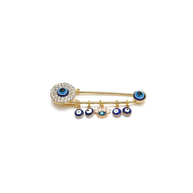 Macrobaby - Evil Eye Dropping Oil Blue Turkish Evil Eye Tassel Brooch Pin Gold 1 Macrobaby - Evil Eye Dropping Oil Blue Turkish Evil Eye Tassel Brooch Pin Gold