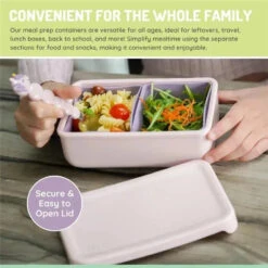 Melii - 100% Silicone Bento Box With Removable Dividers, 2 Compartments, Pink Purple -Baby Ease Deals Store melii 100 silicone bento box with removable dividers 2 compartments pink purple image 5