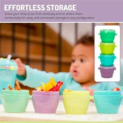 Melii - 4Pk Snap & Go Baby Food Storage Containers With Lids, 4 Oz -Baby Ease Deals Store melii 4pk snap go baby food storage containers with lids 4 oz image 6
