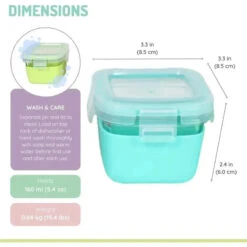 Melii - Glass Food Storage Containers With Silicone Sleeve, 5.4oz, Mint, Blue, Lime -Baby Ease Deals Store melii glass food storage containers with silicone sleeve 5 4oz mint blue lime image 3