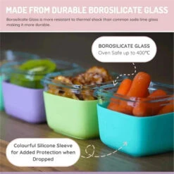 Melii - Glass Food Storage Containers With Silicone Sleeve, 5.4oz, Mint, Blue, Lime -Baby Ease Deals Store melii glass food storage containers with silicone sleeve 5 4oz mint blue lime image 5