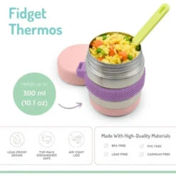 Melii - Stainless Steel Food Jar, 10.1oz, Double Walled, Vacuum Insulated, Pink, Purple, Grey -Baby Ease Deals Store melii stainless steel food jar 10 1oz double walled vacuum insulated pink purple grey image 3