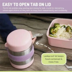 Melii - Stainless Steel Food Jar, 10.1oz, Double Walled, Vacuum Insulated, Pink, Purple, Grey -Baby Ease Deals Store melii stainless steel food jar 10 1oz double walled vacuum insulated pink purple grey image 6