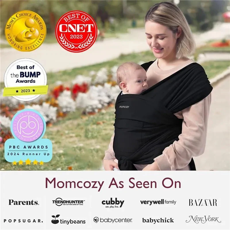 Momcozy - Baby Wrap Carrier, Black 4 Momcozy - Baby Wrap Carrier, Black - Image 4