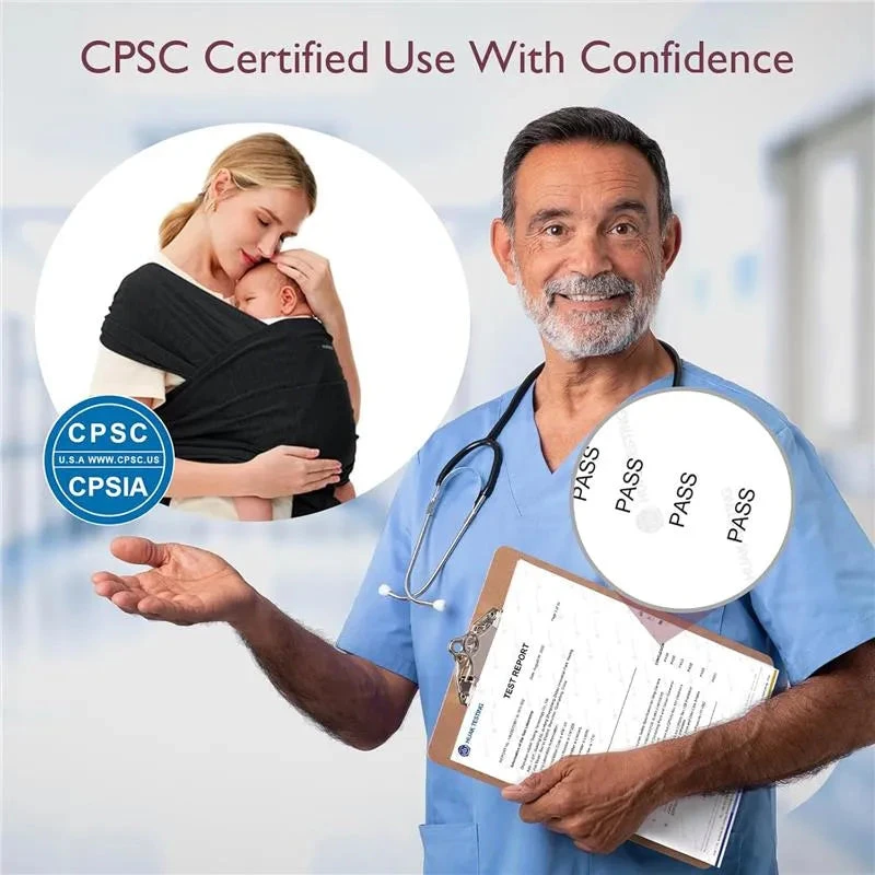 Momcozy - Baby Wrap Carrier, Black 5 Momcozy - Baby Wrap Carrier, Black - Image 5