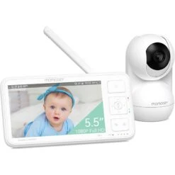 Momcozy - Video Baby Monitor, 5.5” 1080P Full HD Baby Monitor With Camera No WiFi