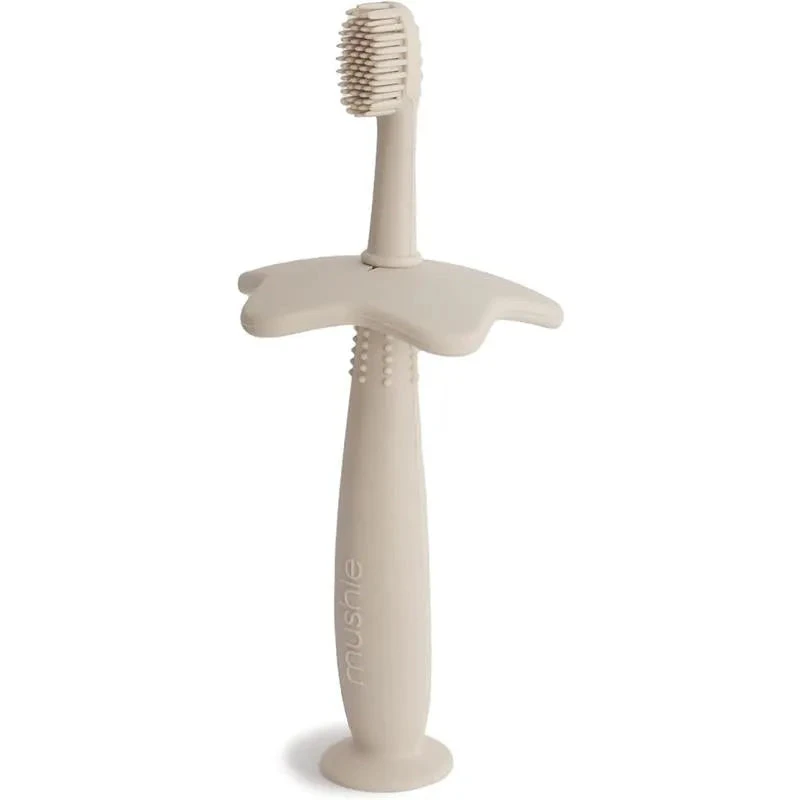 Mushie - Finger Toothbrush, Powder Blue/Daffodil 1 Mushie - Finger Toothbrush, Powder Blue/Daffodil