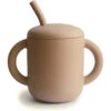 Mushie - Silicone Training Cup & Straw, Natural