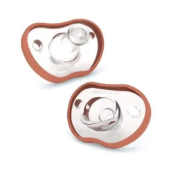 Nanobebe - Baby Pacifiers 0-3 Month, Orthodontic, Award Winning 100% Silicone BPA Free, 2Pk Clay