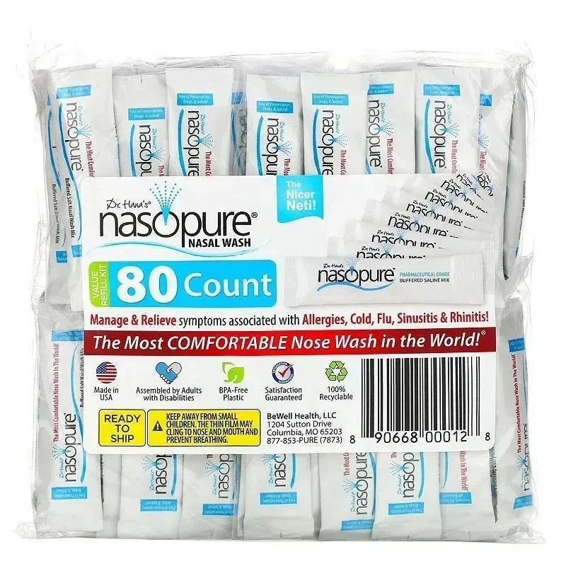 Nasopure Bottle Nasal Wash System Refill Kit 80Ct 1 Nasopure Bottle Nasal Wash System Refill Kit 80Ct