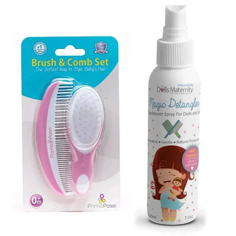 Primo Passi Super Soft Baby Comb And Brush Set (Pink) + Magic Detangler Conditioner 1 Primo Passi Super Soft Baby Comb And Brush Set (Pink) + Magic Detangler Conditioner