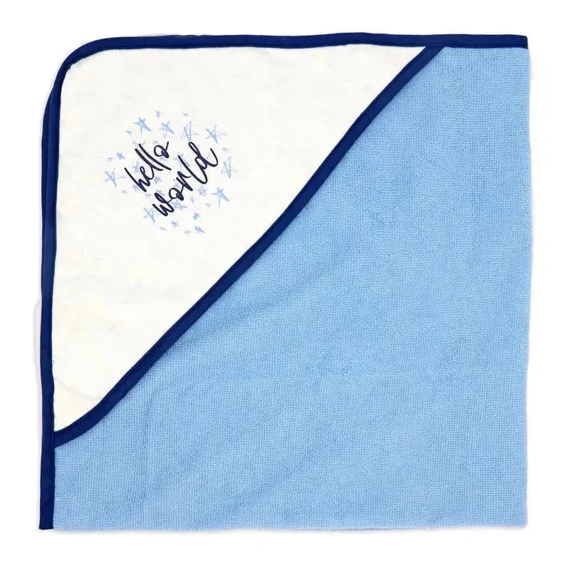 Rose Textiles - 3 Hooded Towels W/ 5 Washcloths, Navy Hello World 6 Rose Textiles - 3 Hooded Towels W/ 5 Washcloths, Navy Hello World - Image 6