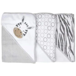 Spasilk - 3 Hooded Towel Set, Grey Zebra