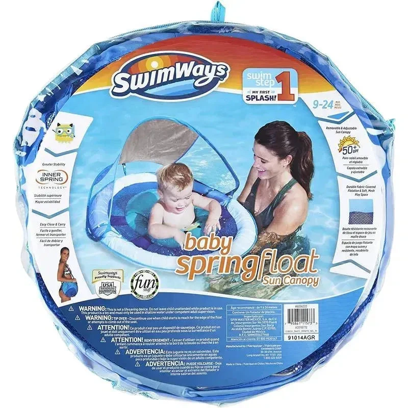 Swimways Baby Spring Float With Canopy Upf 50 In Blue 2 Swimways Baby Spring Float With Canopy Upf 50 In Blue - Image 2