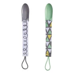 Tomy JJ Cole 2 Pk Pacifier Clips, Green/Gray