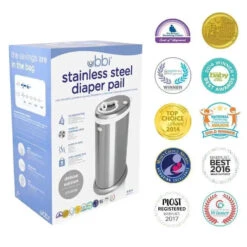 Ubbi® Ubbi - Steel Odor Locking Diaper Pail, Chrome -Baby Ease Deals Store ubbi steel diaper pail chrome image 5